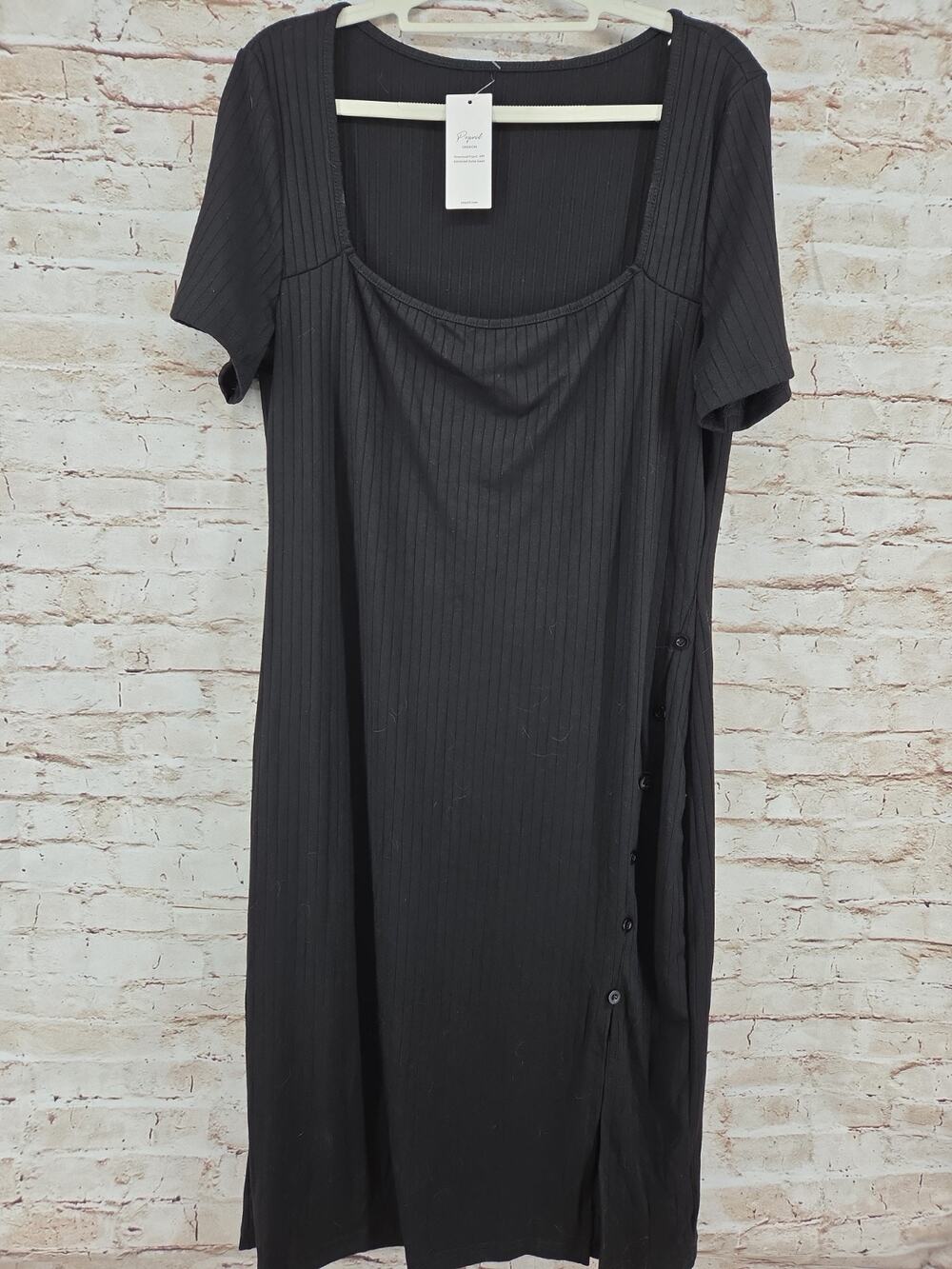 Popvil T-Shirt Dress NEW Size Large Black Square Neck Short Sleeve